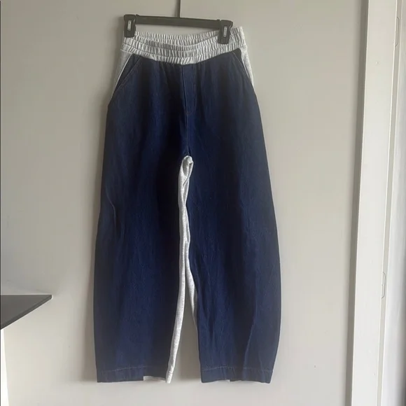 PRE-OWNED - Zara Contrasting Denim Joggers - Medium - Picture 3 of 8